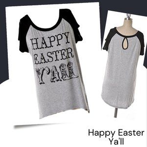 Happy Easter Ya'll Graphic Baseball Style Tee